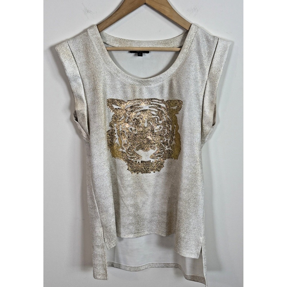 Very J White and sparkly Gold Tiger top
